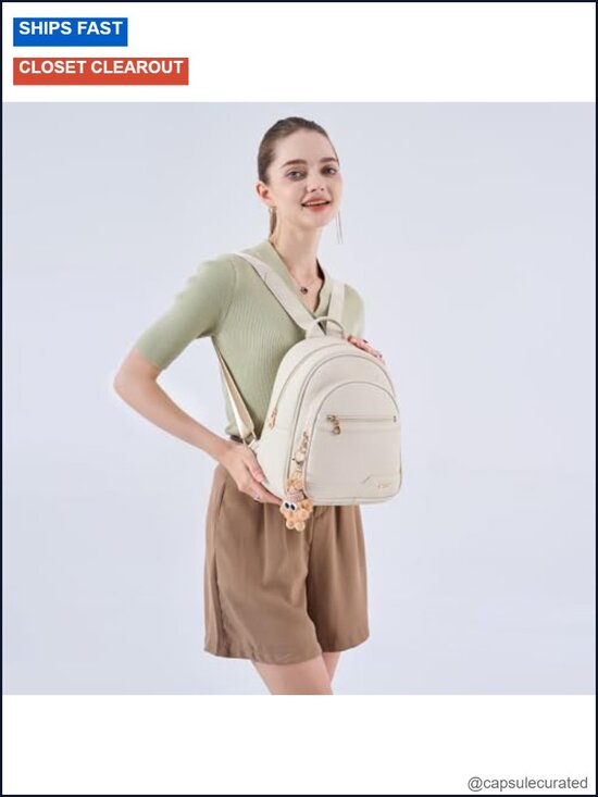 Mini Faux Leather Backpack Purse with Detachable Cartoon Charm - Cute Fashion main image 4